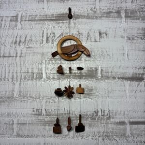 Vintage Wooden Toucan Bird Mobile Wind Chime